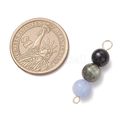 Dyed Natural Malaysia Jade & Black Onyx(Dyed & Heated) & Amethyst & Labradorite & Rose Quartz Round Beaded Connector Charms&nbsp;PALLOY-JF04052-02