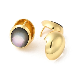Natural Black Lip Shell Oval Hoop Earrings&nbsp;EJEW-G382-22G