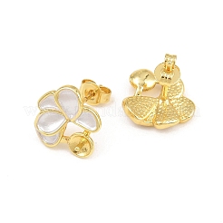 Brass Enamel Stud Earring Findings&nbsp;KK-CBA58F9-01G-03