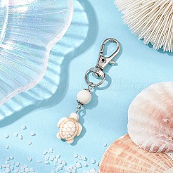 Tortoise Synthetic Turquoise with Natural Howlite & Lava Rock & Flower Amazonite Round Beaded Pendant Decoration&nbsp;HJEW-JM02296