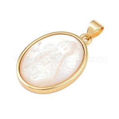 Natural White Shell Oval Pendants&nbsp;KK-F919-43B-G