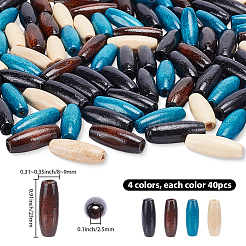 160Pcs 4 Colors Dyed Natural Wood Beads&nbsp;WOOD-SP0001-88