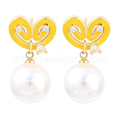 Valentine's Day Brass Clear Cubic Zirconia Dangle Stud Earrings&nbsp;EJEW-Z164-07G-04