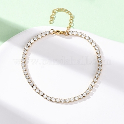 304 Stainless Steel with Cubic Zirconia Link Chain Bracelets for Women&nbsp;BJEW-G754-01B-G03