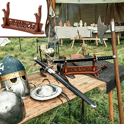 1-Tier Desktop Hollow MDF Board Sword Display Racks&nbsp;ODIS-WH0108-083D-02