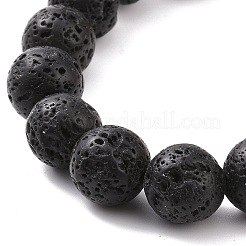 Natural Weathered Agate(Dyed) & Lava Rock Round Beaded Stretch Bracelet&nbsp;BJEW-JB08501