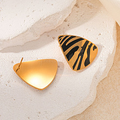 Triangle Leopard Print 304 Stainless Steel Stud Earrings&nbsp;FS-WGB4C4F-02