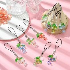 12Pcs 6 Colors Acrylic & Glass & Lampwork Mobile Straps&nbsp;HJEW-CJ00077