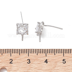 Brass Micro Pave Cubic Zirconia Studs Earrings Findings&nbsp;KK-K360-29P