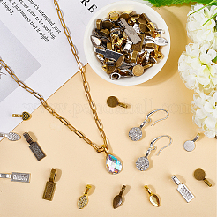 120Pcs 15 Styles Tibetan Style Alloy Glue-on Flat Pad Bails&nbsp;TIBE-SP0001-29
