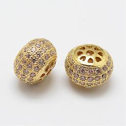 Brass Micro Pave Cubic Zirconia Beads&nbsp;ZIRC-F038-08-FF