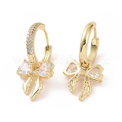 Clear Cubic Zirconia Bowknot Dangle Hoop Earrings&nbsp;EJEW-C040-05G