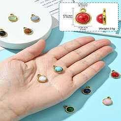 10Pcs 10 Styles Mixed Gemstone Half Round Charms&nbsp;G-CJ0001-81