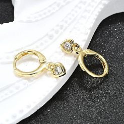 Brass Micro Pave Clear Cubic Zirconia Hoop Earrings&nbsp;EJEW-H157-09G