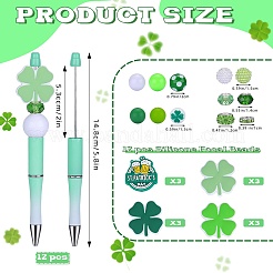 DIY Saint Patrick's Day Clover Silicone Beadable Pen Making Kits&nbsp;DIY-SZ0010-03