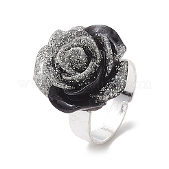 Glitter Powder Rose Resin Finger Rings&nbsp;RJEW-JR00731-03