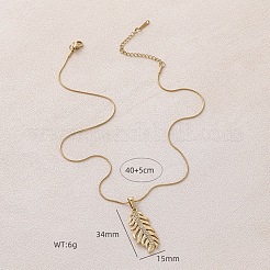 304 Stainless Steel Crystal Rhinestone Leaf Pendant Necklace for Women&nbsp;EA5078