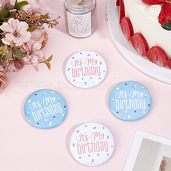 4Pcs 2 Colors It's My Birthday Tinplate Brooches&nbsp;JEWB-CN0001-13