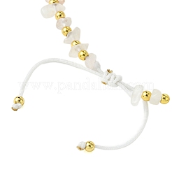 Natural Rose Quartz Chip & Heart Brass Braided Bead Bracelets&nbsp;BJEW-JB10592