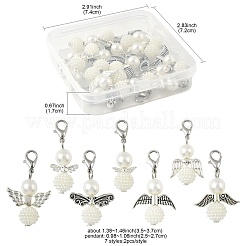 14Pcs 7 Styles ABS Plastic Imitation Pearl & Alloy Pendant Decorations&nbsp;HJEW-FS00042-02