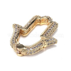 Brass Micro Pave Clear Cubic Zirconia Spring Gate Rings&nbsp;ZIRC-F120-008G