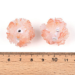 Polymer Clay Rhinestone Beads with Embossed Resin Roses&nbsp;RESI-T059-04J
