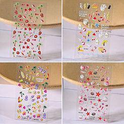 4Pcs 4 Styles Ocean Theme Self Adhesive PET Nail Art Stickers Decals&nbsp;MRMJ-SP0001-17