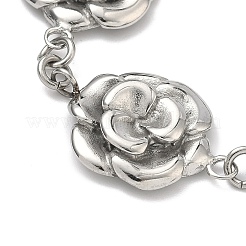 Stainless Steel Flower Link Chain Bracelets for Women&nbsp;BJEW-A033-03P