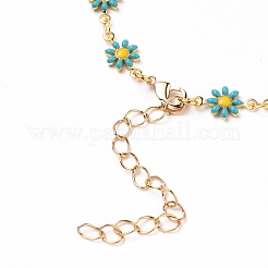 Golden Brass Flower Enamel Links Bracelets&nbsp;BJEW-JB05664-02