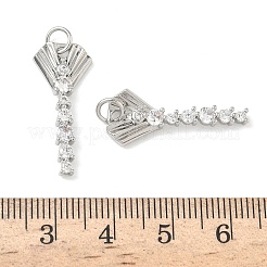Brass Micro Pave Clear Cubic Zirconia Pendants&nbsp;KK-P342-13P