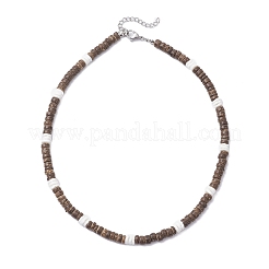 Natural White Shell & Coconut Heishi Beaded Necklaces for Women&nbsp;NJEW-JN05473-01