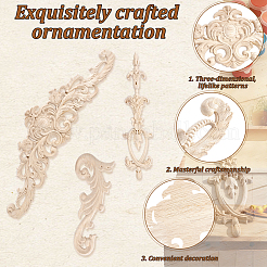 10Pcs 3 Styles Wooden Carving Flower Home Decorations&nbsp;AJEW-GA0010-52