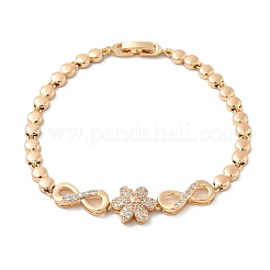 Brass Micro Pave Cubic Zirconia Link Chain Bracelets&nbsp;KK-R217-43G