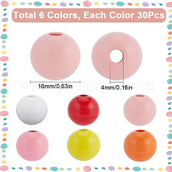 180Pcs 6 Colors Painted Natural Wood Beads&nbsp;WOOD-SP0001-08B
