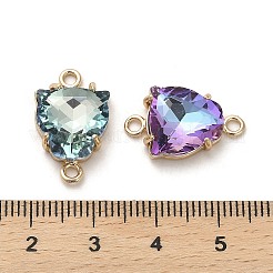 Brass Pave Glass Connector Charms&nbsp;X-GLAA-G111-10G