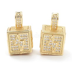 Brass Micro Pave Clear Cubic Zirconia Pendants&nbsp;ZIRC-J041-17