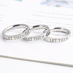 Word Let Them 201 Stainless Steel Finger Rings&nbsp;FS-WGDEB2A-01