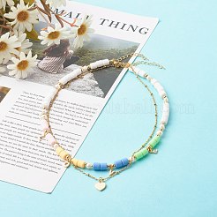 Polymer Clay Beaded Necklace Set&nbsp;NJEW-JN03621