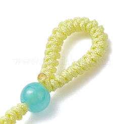 Baking Paint Imitation Jade Glass Woven Clover Pendant Decorations&nbsp;HJEW-JM03148-02