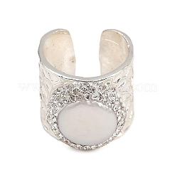 Natural Pearl Open Cuff Ring with Polymer Clay Crystal Rhinestone&nbsp;LS-RJEW-F077-24MS-01-A