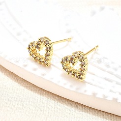 Heart Sparkling Cubic Zirconia Stud Earrings for Girl Women&nbsp;LS-EJEW-H126-18G