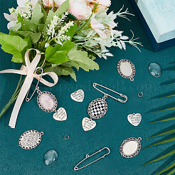 60Pcs 5 Styles Tibetan Style Alloy Pendants with Iron Brooch Findings&nbsp;TIBE-SC0009-45A
