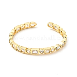 Cubic Zirconia Geometry Open Cuff Bangle&nbsp;BJEW-J165-13A-G