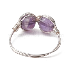 5Pcs Natural Tiger Eye & Dyed Yellow Jade & Amethyst & Green Aventurine & Synthetic Turquoise Infinity Finger Rings for Women&nbsp;RJEW-JR00832-01