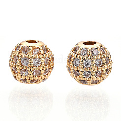 Rack Plating Brass Cubic Zirconia Beads&nbsp;ZIRC-S001-8mm-A-M
