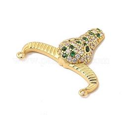 Rack Plating Brass Micro Pave Cubic Zirconia Connector Charms&nbsp;KK-P230-04G-02
