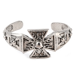Cross with Skull Cuff Bangles&nbsp;BJEW-P337-06AS