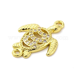 Brass Micro Pave Clear Cubic Zirconia Connector Charms&nbsp;KK-D325-06G-01