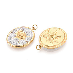 304 Stainless Steel and Polymer Clay Crystal Rhinestone Pendants&nbsp;STAS-T069-60D