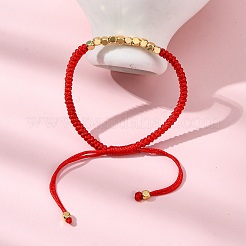 Polyester Cord Braided Bead Bracelets for Women Men&nbsp;BJEW-L698-02G-02